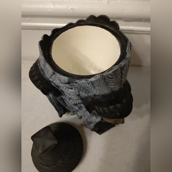 💥CLOSING Nov.1 SALE💥Vintage Handmade Ceramic 3 head Indian Chief Canister - Picture 2 of 7